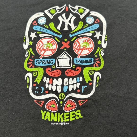 New York Yankees Spring Training Shirt New Era Black Skull Youth Size Med 10/12 - Picture 2 of 10